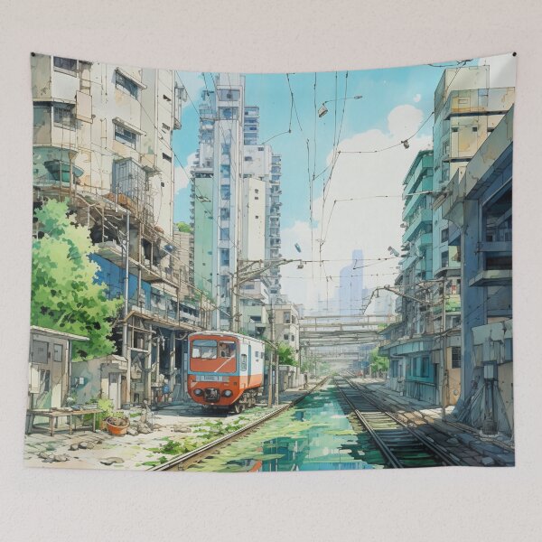 Item preview, Anime City Railway in the Summer Sun designed and sold by bella-rosa87.