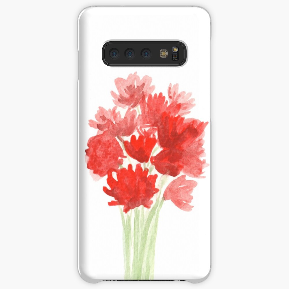 Red Azalea Flower Bouquet original watercolor painting Case & Skin for Samsung Galaxy