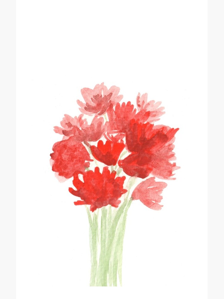 Red Azalea Flower Bouquet original watercolor painting by jenofalltradesc