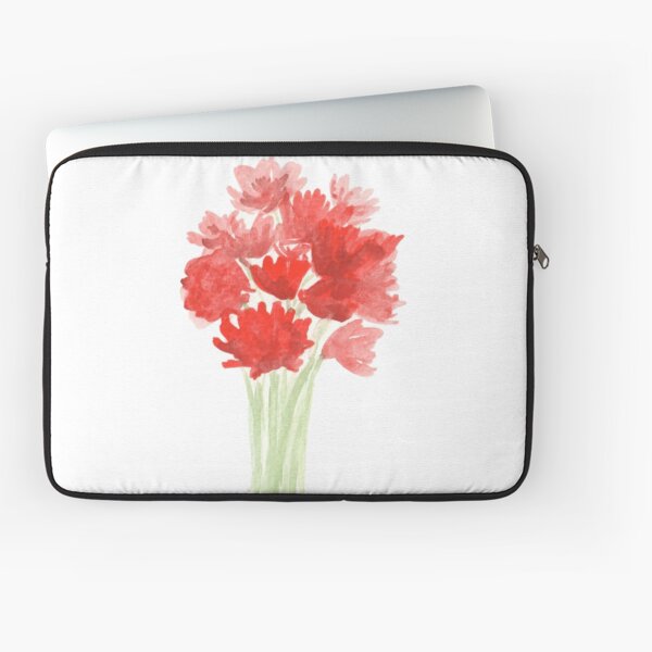 Red Azalea Flower Bouquet original watercolor painting Laptop Sleeve