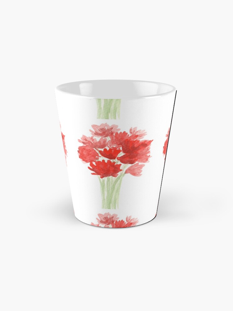 Alternate view of Red Azalea Flower Bouquet original watercolor painting Mug
