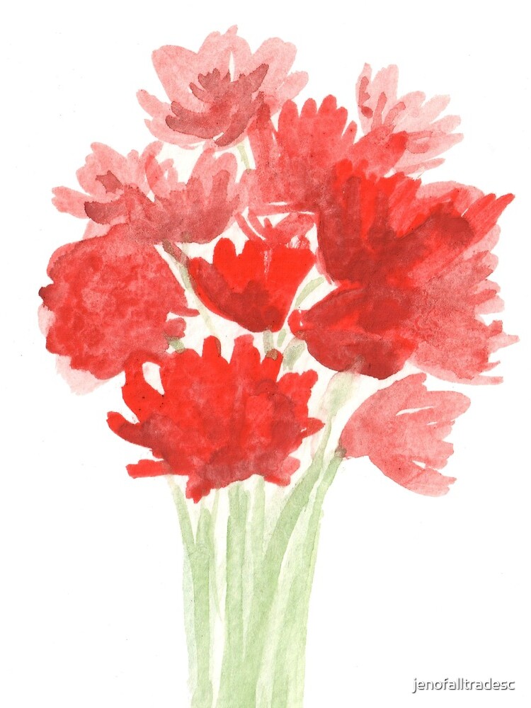 Red Azalea Flower Bouquet original watercolor painting by jenofalltradesc