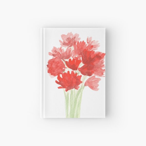 Red Azalea Flower Bouquet original watercolor painting Hardcover Journal