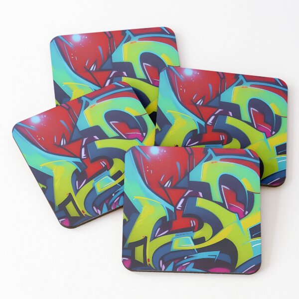 Item preview, Lime Green & Cyan Wildstyle - Crimson Urban Street Mural | 040 designed and sold by City Graffix Design Co..