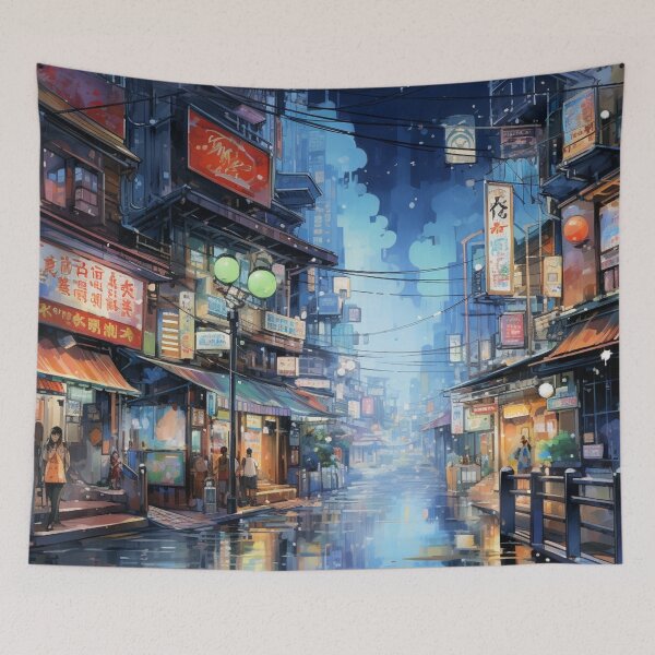 Item preview, Rainy Anime City at Night designed and sold by bella-rosa87.