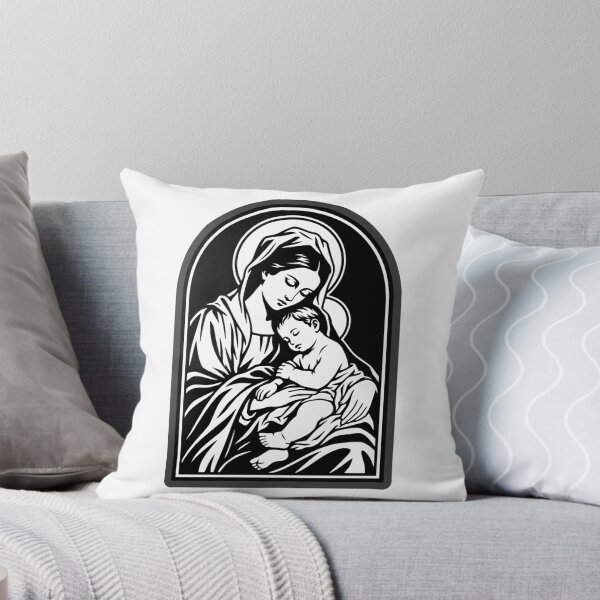 Item preview, Virgin Mary and Baby Jesus Woodcut Art designed and sold by KARTICK DUTTA.