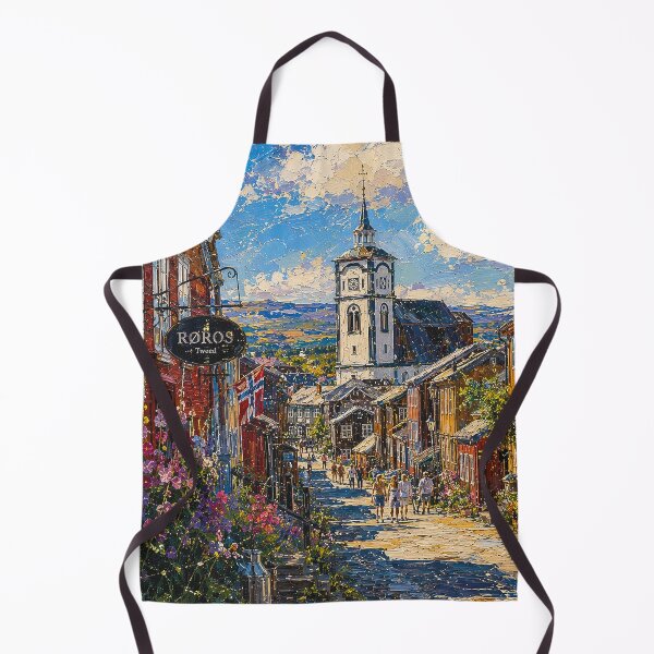 Item preview, Røros, Norway – a painting of a summer day in this beautiful Scandinavian village. designed and sold by GalleryKauffeld.