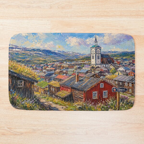 Item preview, A painting of Røros, Norway – A Beautiful village in Scandinavia. designed and sold by GalleryKauffeld.