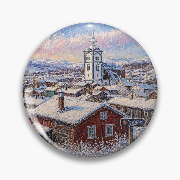 Item preview, Røros painting, Norway – a winter day in this beautiful Scandinavian village. designed and sold by GalleryKauffeld.