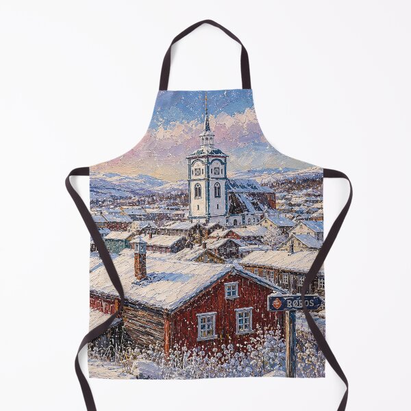 Item preview, Røros painting, Norway – a winter day in this beautiful Scandinavian village. designed and sold by GalleryKauffeld.