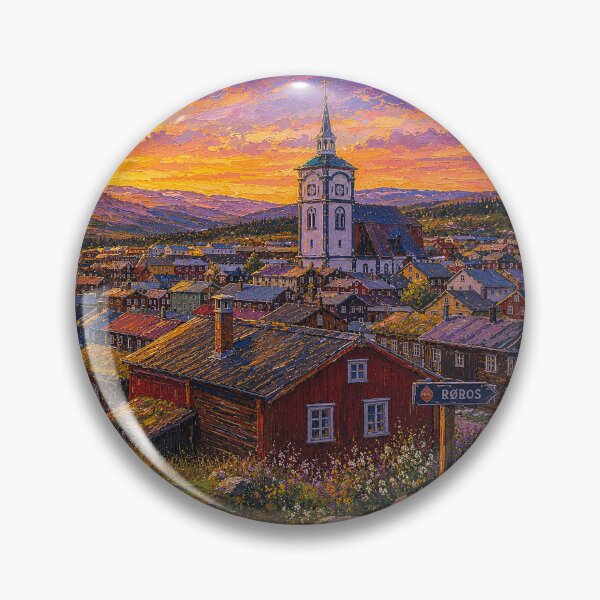 Item preview, Røros, Norway – a painting of a summer night in this beautiful Scandinavian village. designed and sold by GalleryKauffeld.