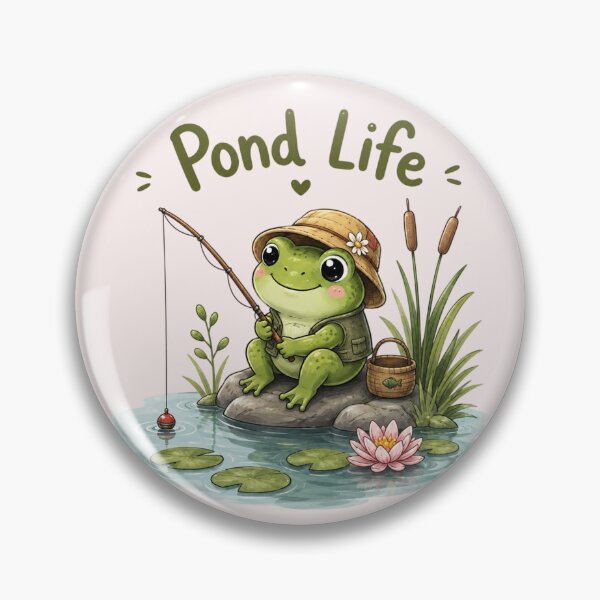 Item preview, Cute Frog Fishing Pond Life – Funny Kawaii Frog Nature & Fishing Design designed and sold by Sanika arts .