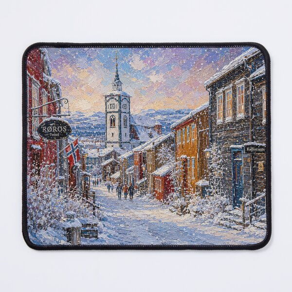 Item preview, Winter in Røros painting, Norway – A Beautiful village in Scandinavia. designed and sold by GalleryKauffeld.