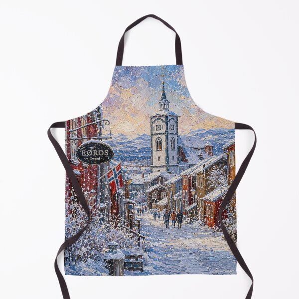 Item preview, Winter in Røros painting, Norway – A Beautiful village in Scandinavia. designed and sold by GalleryKauffeld.