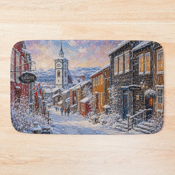 Item preview, Winter in Røros painting, Norway – A Beautiful village in Scandinavia. designed and sold by GalleryKauffeld.
