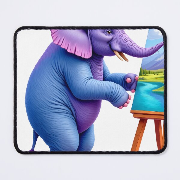 Item preview, The Little Artist – Cute Blue Elephant Painting Landscape Art designed and sold by canvahub.