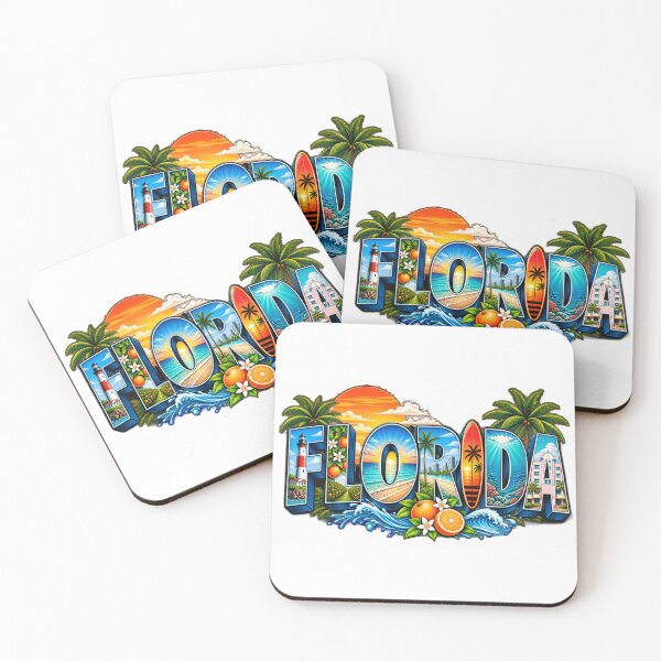 Item preview, Florida Tropical Paradise Beach Sunset Retro Design designed and sold by crackerflake.