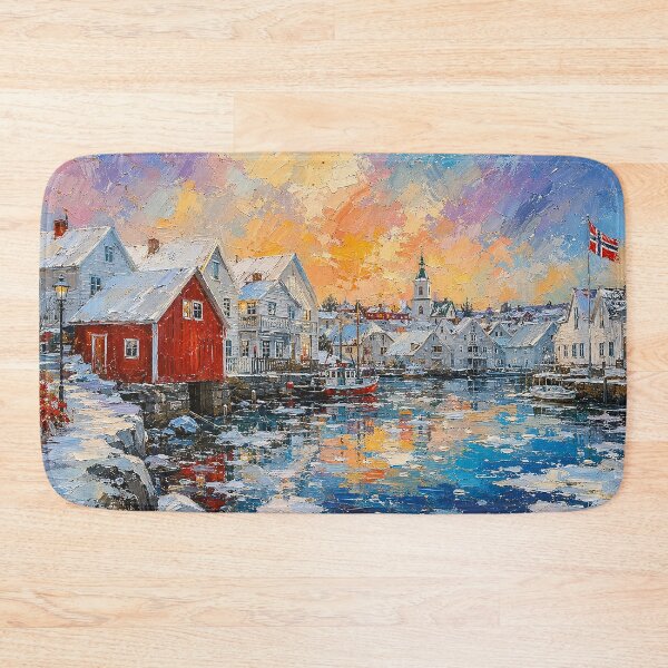 Item preview, Skudeneshavn painting, Norway – a winter day in this beautiful Scandinavian place. designed and sold by GalleryKauffeld.