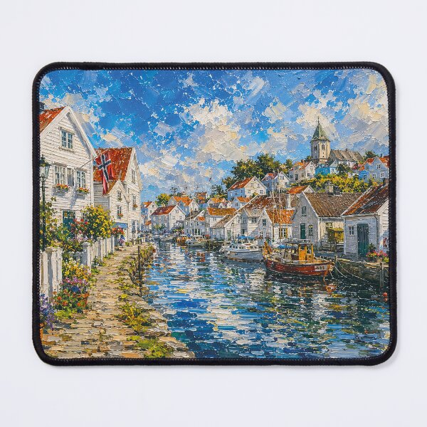 Item preview, Skudeneshavn, Norway – a painting of a summer day in this beautiful Scandinavian place. designed and sold by GalleryKauffeld.