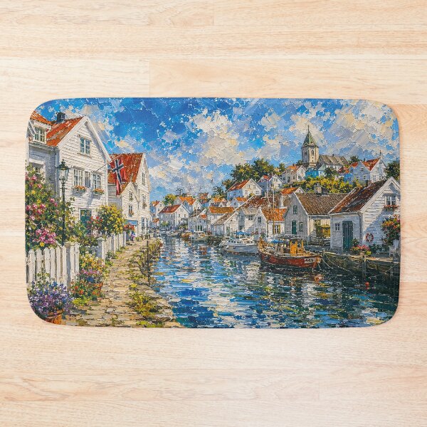 Item preview, Skudeneshavn, Norway – a painting of a summer day in this beautiful Scandinavian place. designed and sold by GalleryKauffeld.