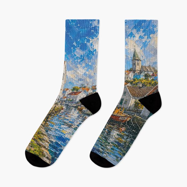 Item preview, Skudeneshavn, Norway – a painting of a summer day in this beautiful Scandinavian place. designed and sold by GalleryKauffeld.