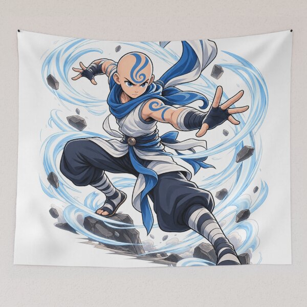 Item preview, Original Blue Wind Warrior Action Pose Fantasy Cartoon designed and sold by BlackSyeth.