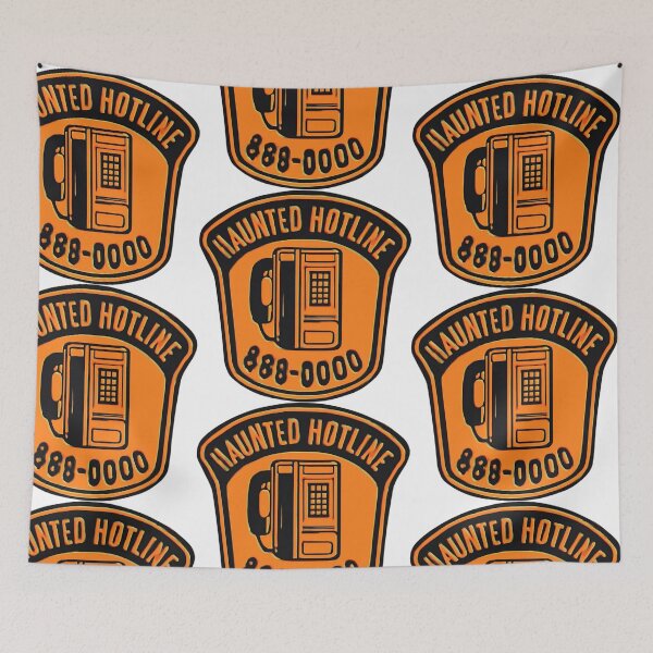 Item preview, Haunted Hotline 888-0000 Retro Phone Badge - Spooky Halloween Vintage Design designed and sold by trendplusco.