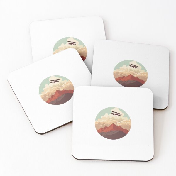 Item preview, Vintage Biplane Flying Over Mountain Peak designed and sold by ByKayaPrints.