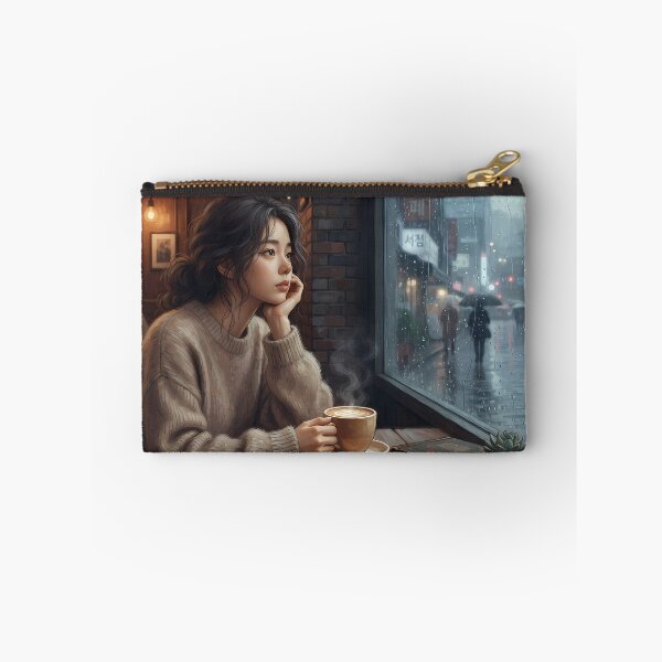 Item preview, Rainy Day Cafe Window: Cozy Coffee & Melancholy Mood, Lo-Fi Aesthetic Digital Art Print, Poster & Home Decor designed and sold by SOOstudio73.
