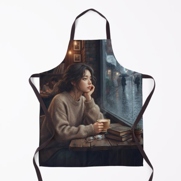 Item preview, Rainy Day Cafe Window: Cozy Coffee & Melancholy Mood, Lo-Fi Aesthetic Digital Art Print, Poster & Home Decor designed and sold by SOOstudio73.