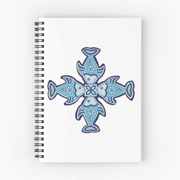 Item preview, Fish folk art - fish mandala art - blue fish mandala designed and sold by DColourMuse.