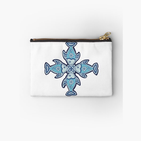 Item preview, Fish folk art - fish mandala art - blue fish mandala designed and sold by DColourMuse.