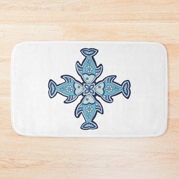 Item preview, Fish folk art - fish mandala art - blue fish mandala designed and sold by DColourMuse.