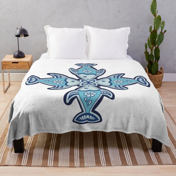 Item preview, Fish folk art - fish mandala art - blue fish mandala designed and sold by DColourMuse.