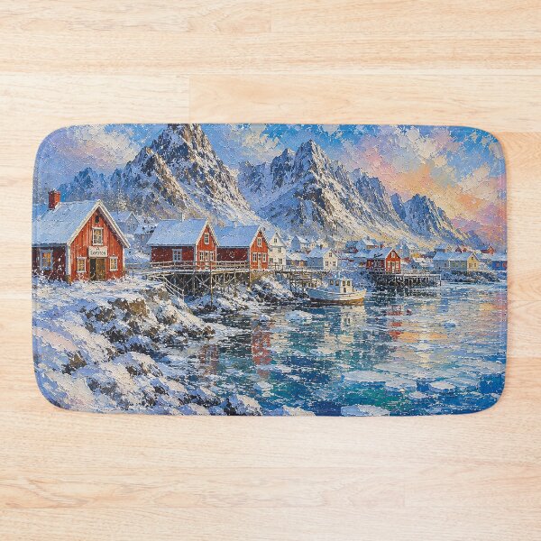 Item preview, Skudeneshavn painting, Norway – a winter day in this beautiful Scandinavian place. designed and sold by GalleryKauffeld.