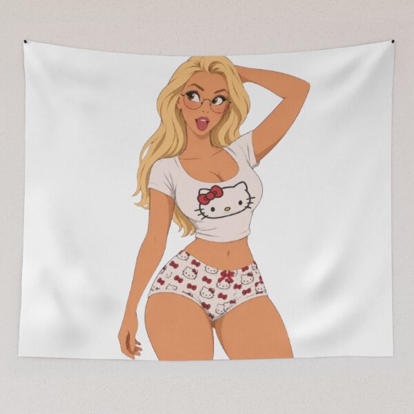 Item preview, Kitty Cartoon Pin Up – Blonde Vintage Glamour Girl designed and sold by  Hollow Moon Studios..
