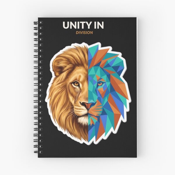 Item preview, Unity in Division – Dual Realistic & Low-Poly Lion T-Shirt designed and sold by FusionArtStyle.