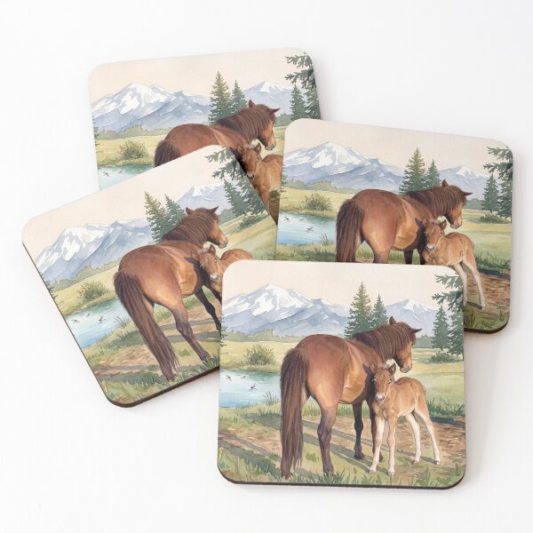 Item preview, Icelandic horses Stjarna and Edda by a Mountain Lake designed and sold by CentauriArt.