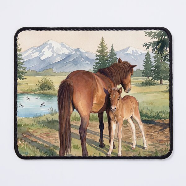 Item preview, Icelandic horses Stjarna and Edda by a Mountain Lake designed and sold by CentauriArt.