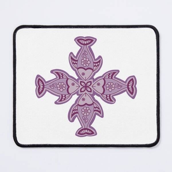 Item preview, Fish folk art - fish mandala art - purple fish mandala designed and sold by DColourMuse.