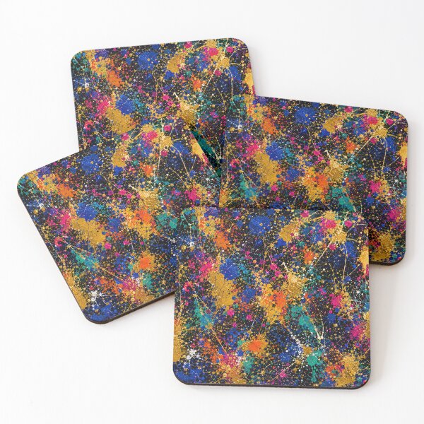 Item preview, Cosmic Neon and Gold Splatter Action Abstract Art designed and sold by THE SPLATTERED HAUS BY SAGE BANKS.