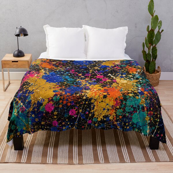Item preview, Cosmic Neon and Gold Splatter Action Abstract Art designed and sold by THE SPLATTERED HAUS BY SAGE BANKS.