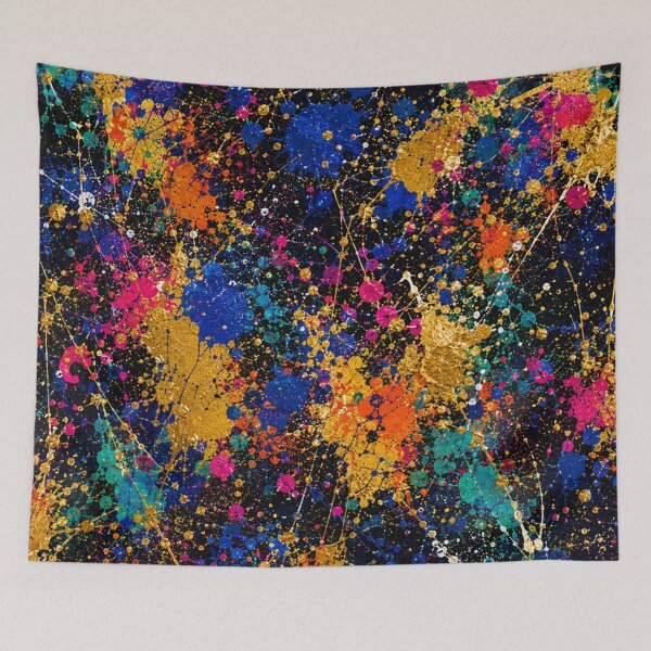 Item preview, Cosmic Neon and Gold Splatter Action Abstract Art designed and sold by THE SPLATTERED HAUS BY SAGE BANKS.