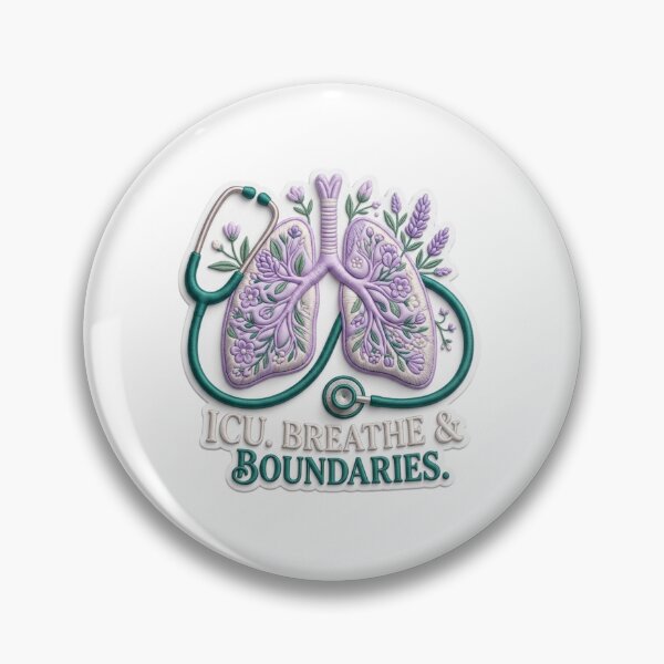 Item preview, ICU Breathe & Boundaries 3D Puffy Floral Art | Aesthetic Nurse designed and sold by The Niche Lab.
