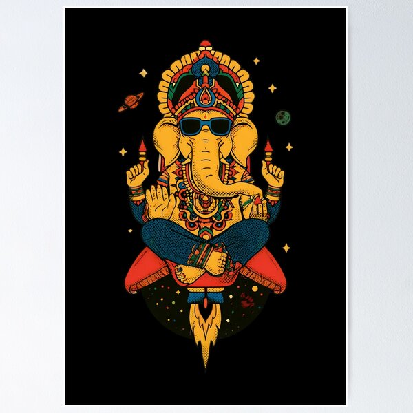 Item preview, Cool Elephant Blessing Pose Space Rocket Green Pants Psychedelic Pop Art designed and sold by PANNARUK THAILAND.