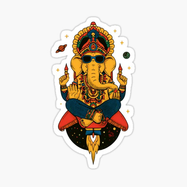 Item preview, Cool Elephant Blessing Pose Space Rocket Green Pants Psychedelic Pop Art designed and sold by PANNARUK THAILAND.