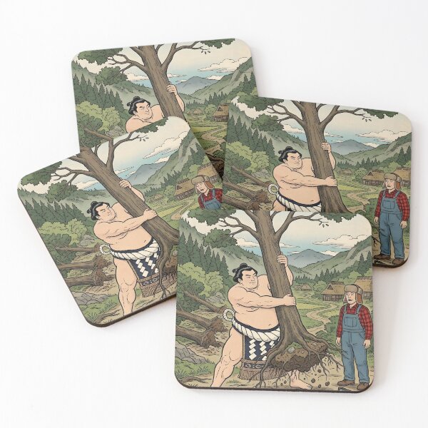 Item preview, Ukiyo-e Sumo Wrestler Uproots a Tree – Japanese Humor designed and sold by japaneseries.