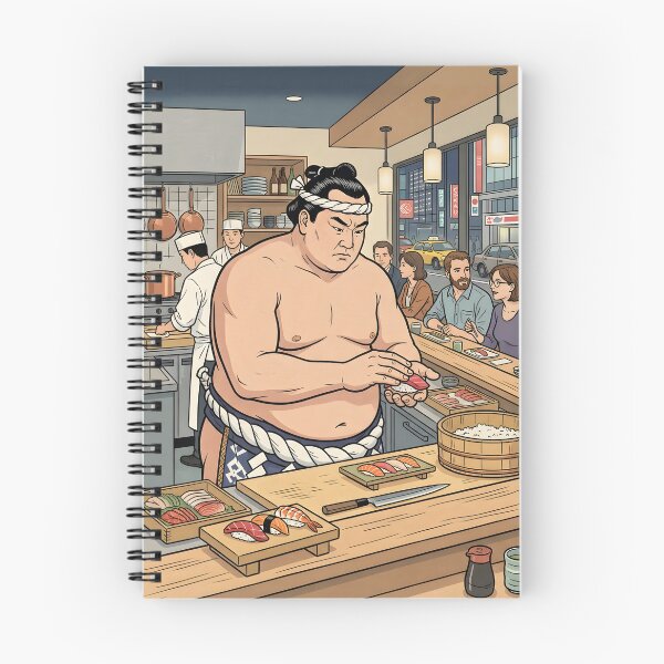 Item preview, Ukiyo-e Sumo Wrestler Working as a Sushi Chef designed and sold by japaneseries.