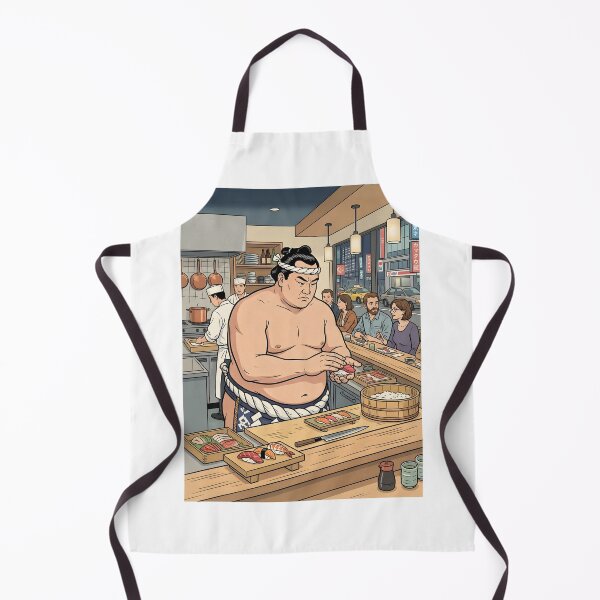 Item preview, Ukiyo-e Sumo Wrestler Working as a Sushi Chef designed and sold by japaneseries.