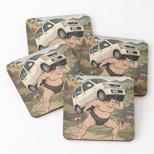 Item preview, Ukiyo-e Sumo Wrestler Carries Car Instead of a Tow Truck designed and sold by japaneseries.